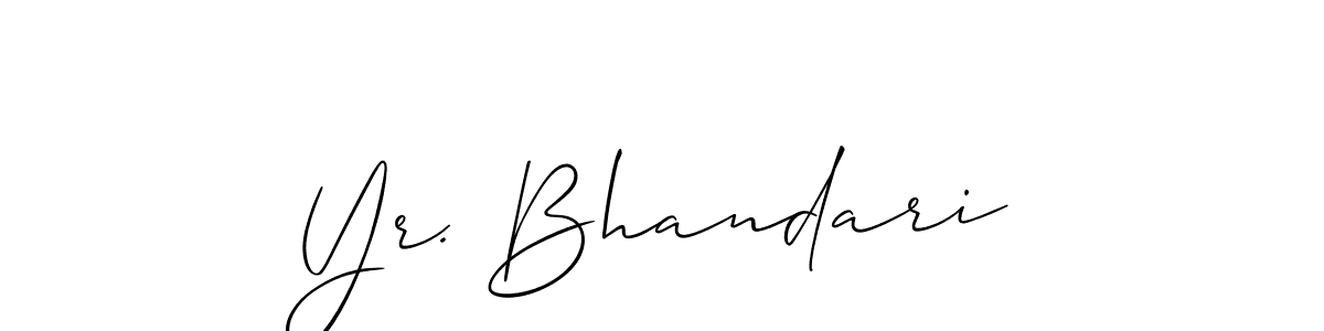 Also we have Yr. Bhandari name is the best signature style. Create professional handwritten signature collection using Allison_Script autograph style. Yr. Bhandari signature style 2 images and pictures png