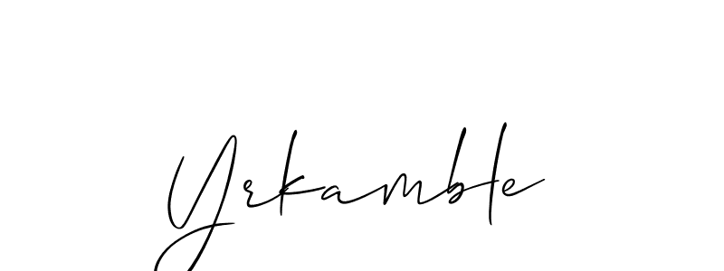 Similarly Allison_Script is the best handwritten signature design. Signature creator online .You can use it as an online autograph creator for name Yrkamble. Yrkamble signature style 2 images and pictures png