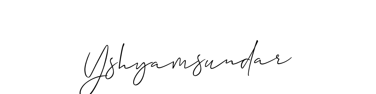 How to make Yshyamsundar name signature. Use Allison_Script style for creating short signs online. This is the latest handwritten sign. Yshyamsundar signature style 2 images and pictures png