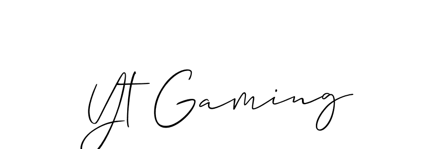 Create a beautiful signature design for name Yt Gaming. With this signature (Allison_Script) fonts, you can make a handwritten signature for free. Yt Gaming signature style 2 images and pictures png