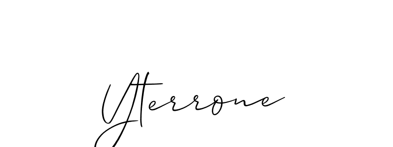 How to make Yterrone signature? Allison_Script is a professional autograph style. Create handwritten signature for Yterrone name. Yterrone signature style 2 images and pictures png