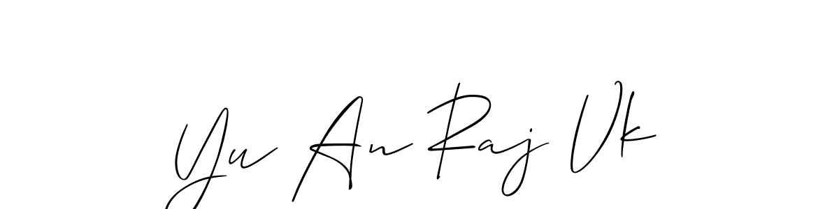 You should practise on your own different ways (Allison_Script) to write your name (Yu An Raj Vk) in signature. don't let someone else do it for you. Yu An Raj Vk signature style 2 images and pictures png