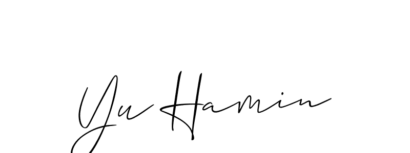 Make a beautiful signature design for name Yu Hamin. With this signature (Allison_Script) style, you can create a handwritten signature for free. Yu Hamin signature style 2 images and pictures png
