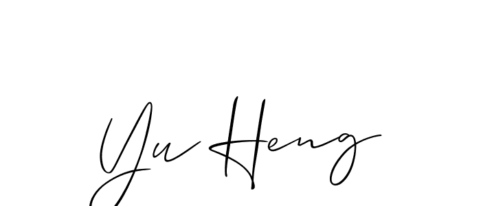 It looks lik you need a new signature style for name Yu Heng. Design unique handwritten (Allison_Script) signature with our free signature maker in just a few clicks. Yu Heng signature style 2 images and pictures png