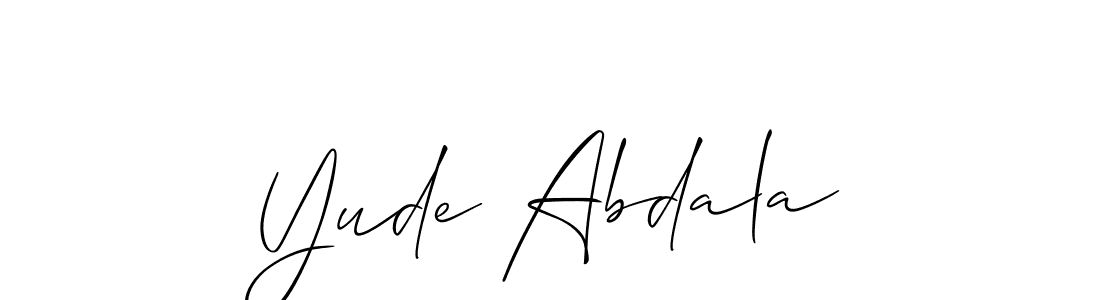 You should practise on your own different ways (Allison_Script) to write your name (Yude Abdala) in signature. don't let someone else do it for you. Yude Abdala signature style 2 images and pictures png