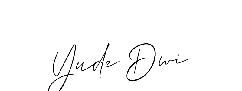 Similarly Allison_Script is the best handwritten signature design. Signature creator online .You can use it as an online autograph creator for name Yude Dwi. Yude Dwi signature style 2 images and pictures png