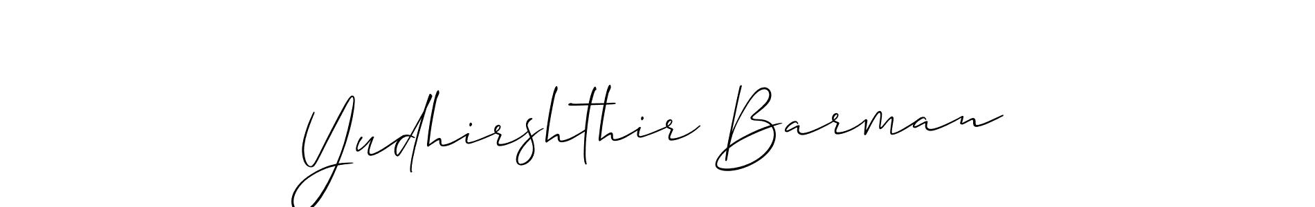 Use a signature maker to create a handwritten signature online. With this signature software, you can design (Allison_Script) your own signature for name Yudhirshthir Barman. Yudhirshthir Barman signature style 2 images and pictures png
