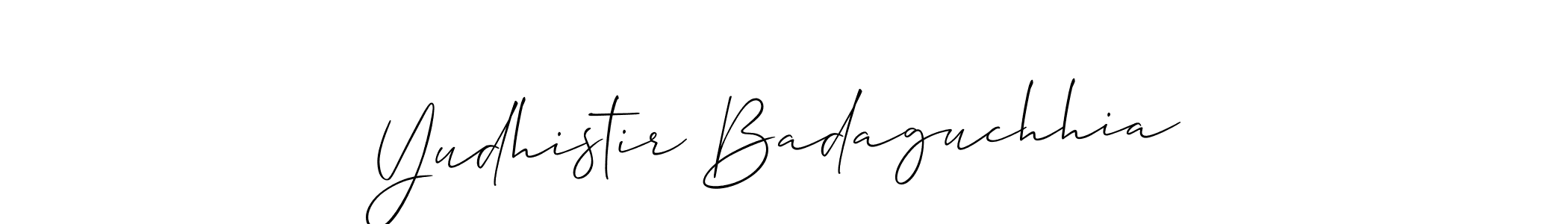 Make a beautiful signature design for name Yudhistir Badaguchhia. With this signature (Allison_Script) style, you can create a handwritten signature for free. Yudhistir Badaguchhia signature style 2 images and pictures png