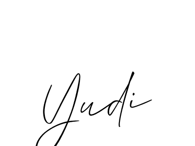 Use a signature maker to create a handwritten signature online. With this signature software, you can design (Allison_Script) your own signature for name Yudi. Yudi signature style 2 images and pictures png