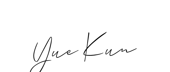 if you are searching for the best signature style for your name Yue Kun. so please give up your signature search. here we have designed multiple signature styles  using Allison_Script. Yue Kun signature style 2 images and pictures png