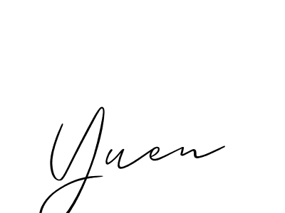 Use a signature maker to create a handwritten signature online. With this signature software, you can design (Allison_Script) your own signature for name Yuen. Yuen signature style 2 images and pictures png