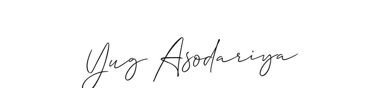 Allison_Script is a professional signature style that is perfect for those who want to add a touch of class to their signature. It is also a great choice for those who want to make their signature more unique. Get Yug Asodariya name to fancy signature for free. Yug Asodariya signature style 2 images and pictures png