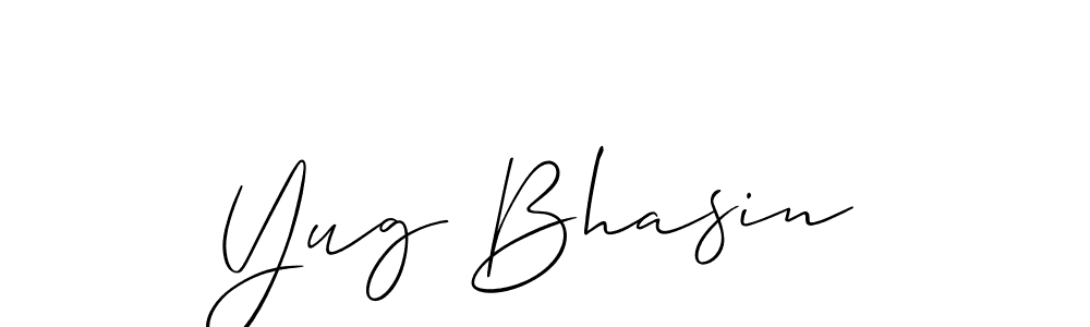 Create a beautiful signature design for name Yug Bhasin. With this signature (Allison_Script) fonts, you can make a handwritten signature for free. Yug Bhasin signature style 2 images and pictures png