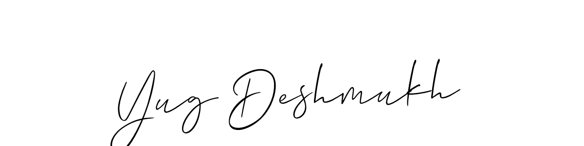 Also You can easily find your signature by using the search form. We will create Yug Deshmukh name handwritten signature images for you free of cost using Allison_Script sign style. Yug Deshmukh signature style 2 images and pictures png