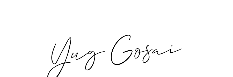 How to Draw Yug Gosai signature style? Allison_Script is a latest design signature styles for name Yug Gosai. Yug Gosai signature style 2 images and pictures png