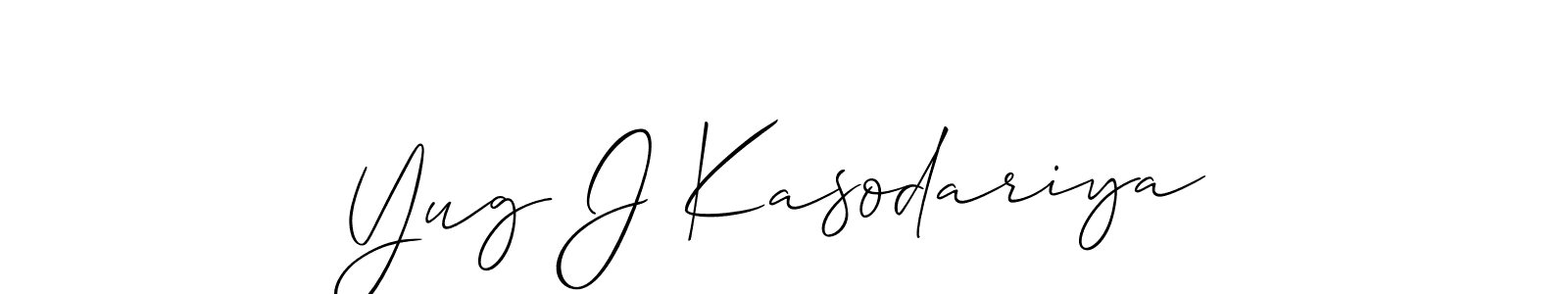 How to make Yug J Kasodariya name signature. Use Allison_Script style for creating short signs online. This is the latest handwritten sign. Yug J Kasodariya signature style 2 images and pictures png