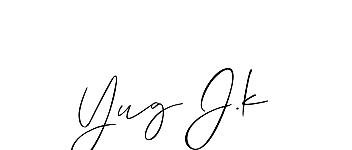 How to make Yug J.k signature? Allison_Script is a professional autograph style. Create handwritten signature for Yug J.k name. Yug J.k signature style 2 images and pictures png