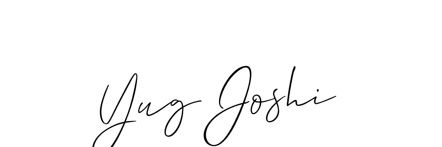 It looks lik you need a new signature style for name Yug Joshi. Design unique handwritten (Allison_Script) signature with our free signature maker in just a few clicks. Yug Joshi signature style 2 images and pictures png