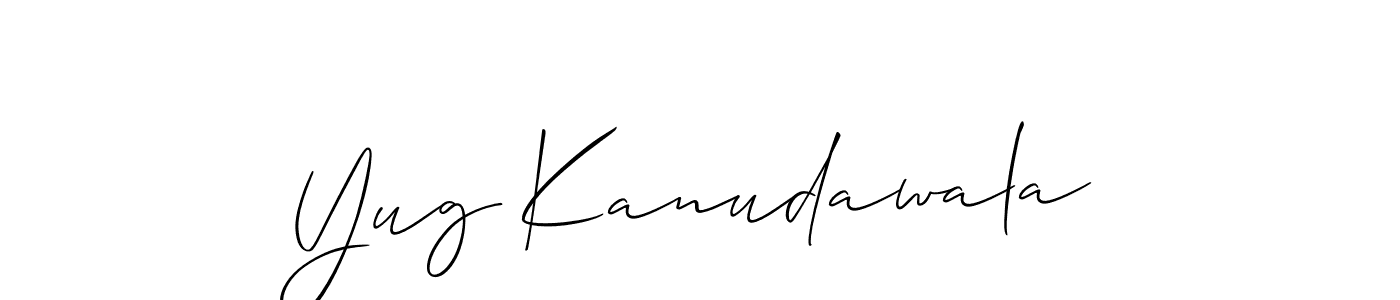 You should practise on your own different ways (Allison_Script) to write your name (Yug Kanudawala) in signature. don't let someone else do it for you. Yug Kanudawala signature style 2 images and pictures png