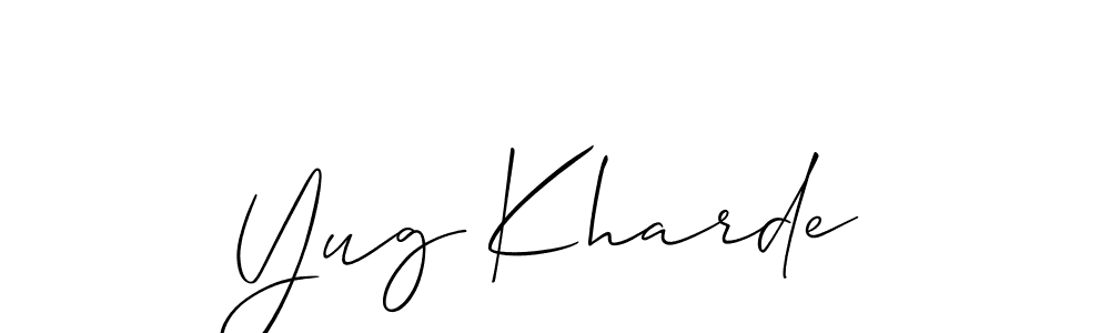 if you are searching for the best signature style for your name Yug Kharde. so please give up your signature search. here we have designed multiple signature styles  using Allison_Script. Yug Kharde signature style 2 images and pictures png