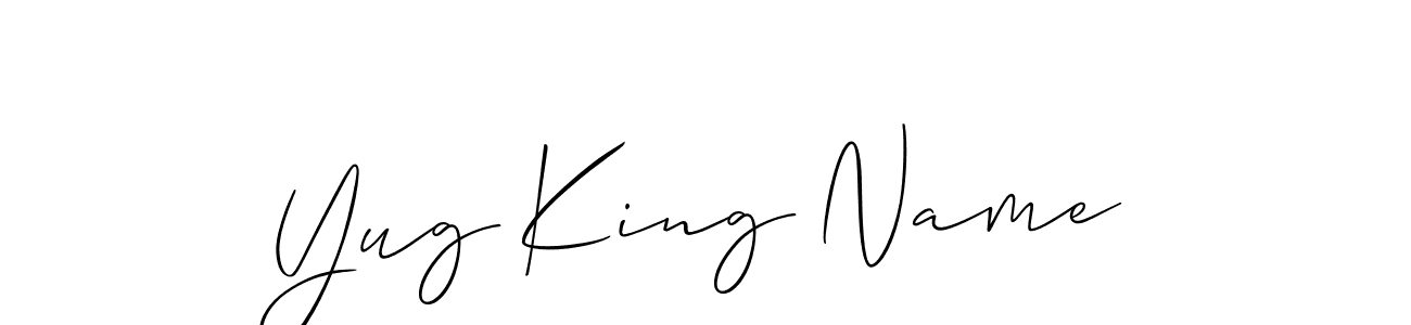 Yug King Name stylish signature style. Best Handwritten Sign (Allison_Script) for my name. Handwritten Signature Collection Ideas for my name Yug King Name. Yug King Name signature style 2 images and pictures png