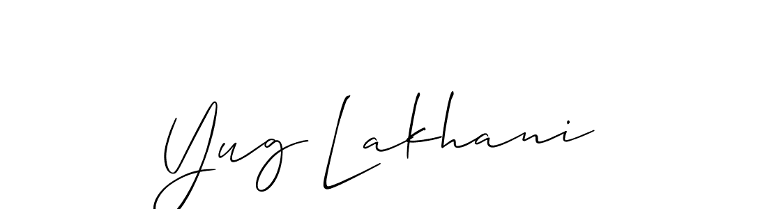 How to make Yug Lakhani signature? Allison_Script is a professional autograph style. Create handwritten signature for Yug Lakhani name. Yug Lakhani signature style 2 images and pictures png