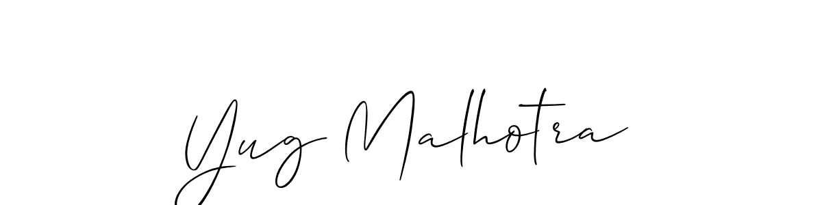 Similarly Allison_Script is the best handwritten signature design. Signature creator online .You can use it as an online autograph creator for name Yug Malhotra. Yug Malhotra signature style 2 images and pictures png