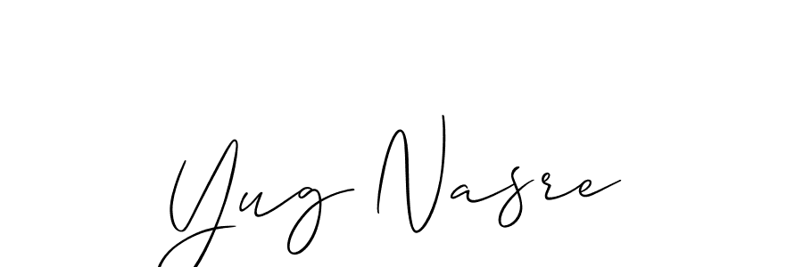 Yug Nasre stylish signature style. Best Handwritten Sign (Allison_Script) for my name. Handwritten Signature Collection Ideas for my name Yug Nasre. Yug Nasre signature style 2 images and pictures png