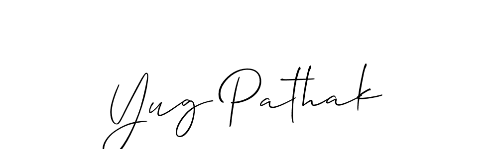 This is the best signature style for the Yug Pathak name. Also you like these signature font (Allison_Script). Mix name signature. Yug Pathak signature style 2 images and pictures png