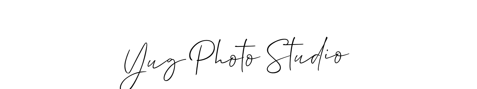 Create a beautiful signature design for name Yug Photo Studio. With this signature (Allison_Script) fonts, you can make a handwritten signature for free. Yug Photo Studio signature style 2 images and pictures png