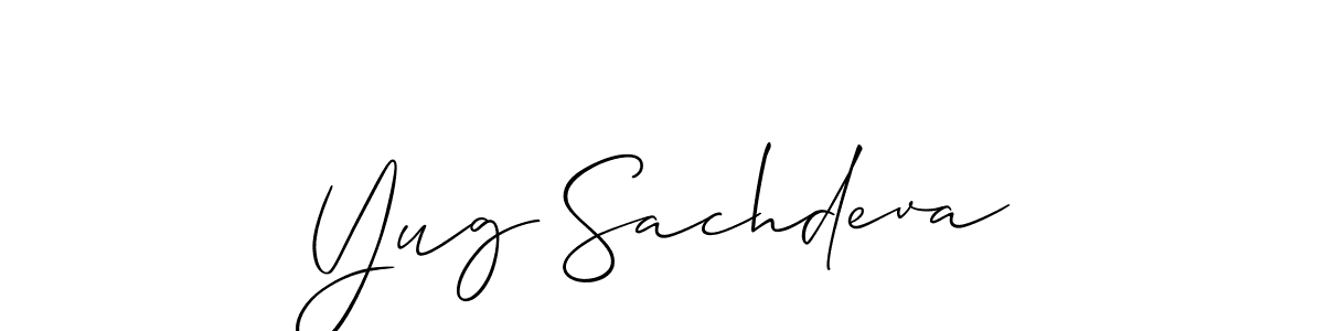 How to make Yug Sachdeva name signature. Use Allison_Script style for creating short signs online. This is the latest handwritten sign. Yug Sachdeva signature style 2 images and pictures png