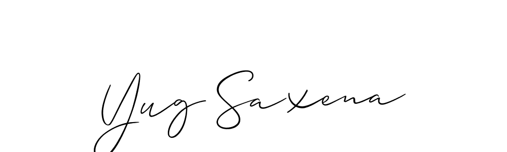 Create a beautiful signature design for name Yug Saxena. With this signature (Allison_Script) fonts, you can make a handwritten signature for free. Yug Saxena signature style 2 images and pictures png