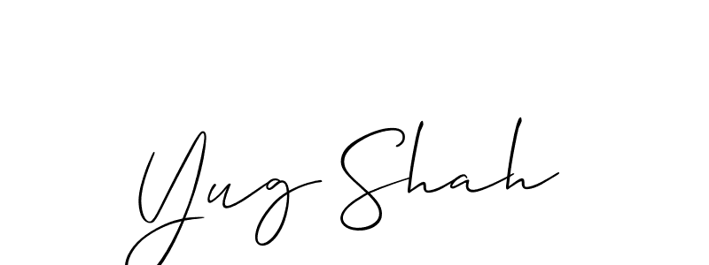 Similarly Allison_Script is the best handwritten signature design. Signature creator online .You can use it as an online autograph creator for name Yug Shah. Yug Shah signature style 2 images and pictures png