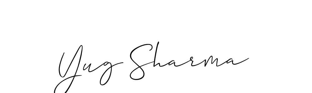 Also You can easily find your signature by using the search form. We will create Yug Sharma name handwritten signature images for you free of cost using Allison_Script sign style. Yug Sharma signature style 2 images and pictures png