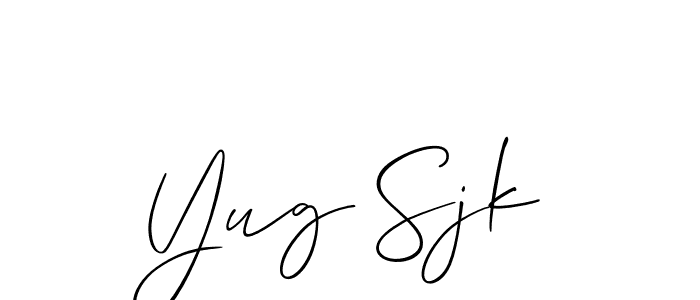 Also we have Yug Sjk name is the best signature style. Create professional handwritten signature collection using Allison_Script autograph style. Yug Sjk signature style 2 images and pictures png