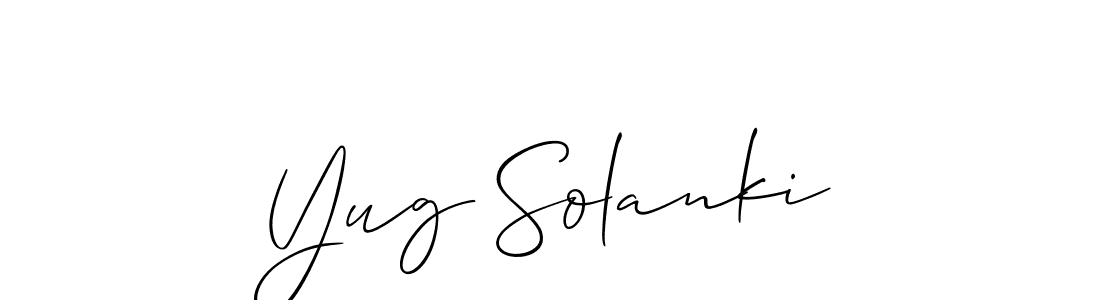 You should practise on your own different ways (Allison_Script) to write your name (Yug Solanki) in signature. don't let someone else do it for you. Yug Solanki signature style 2 images and pictures png