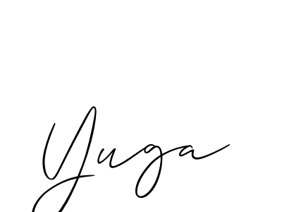 Use a signature maker to create a handwritten signature online. With this signature software, you can design (Allison_Script) your own signature for name Yuga. Yuga signature style 2 images and pictures png