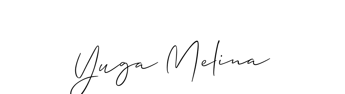 You should practise on your own different ways (Allison_Script) to write your name (Yuga Melina) in signature. don't let someone else do it for you. Yuga Melina signature style 2 images and pictures png