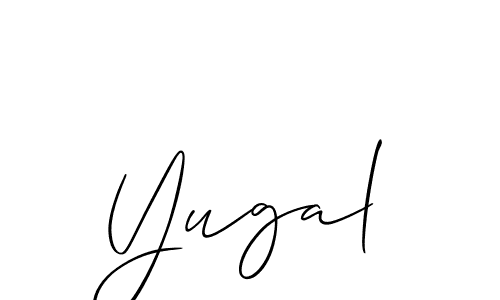 Use a signature maker to create a handwritten signature online. With this signature software, you can design (Allison_Script) your own signature for name Yugal. Yugal signature style 2 images and pictures png