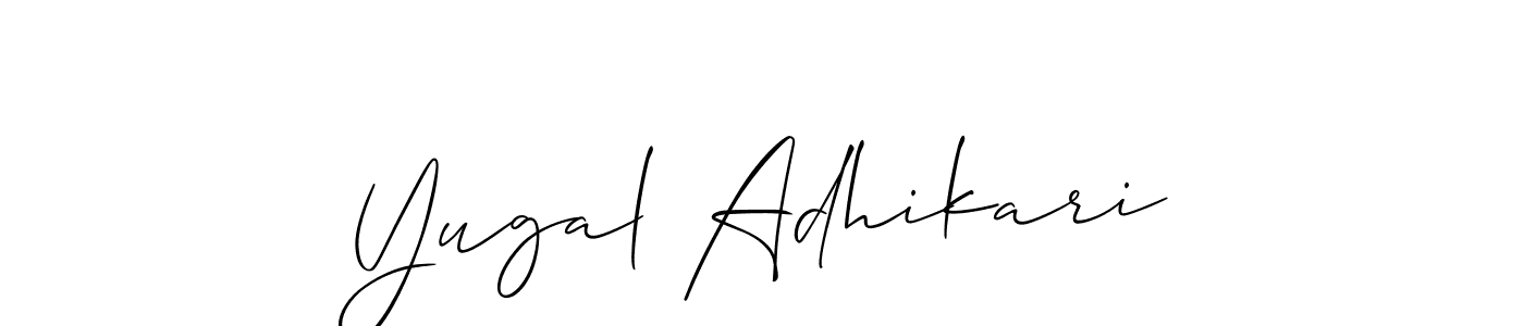 Make a beautiful signature design for name Yugal Adhikari. With this signature (Allison_Script) style, you can create a handwritten signature for free. Yugal Adhikari signature style 2 images and pictures png