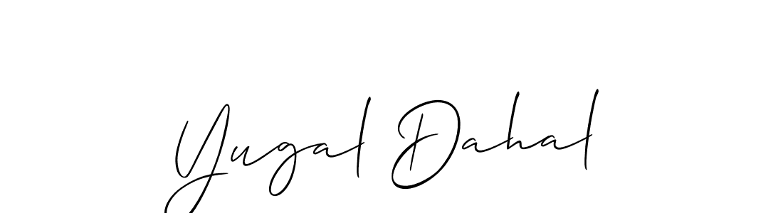 Make a beautiful signature design for name Yugal Dahal. With this signature (Allison_Script) style, you can create a handwritten signature for free. Yugal Dahal signature style 2 images and pictures png