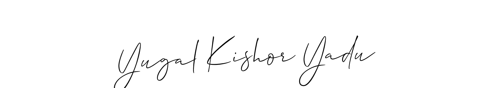 Make a beautiful signature design for name Yugal Kishor Yadu. With this signature (Allison_Script) style, you can create a handwritten signature for free. Yugal Kishor Yadu signature style 2 images and pictures png