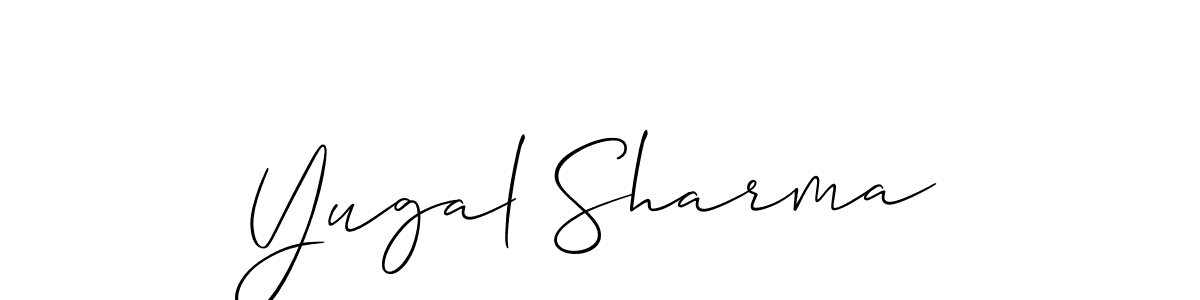 This is the best signature style for the Yugal Sharma name. Also you like these signature font (Allison_Script). Mix name signature. Yugal Sharma signature style 2 images and pictures png