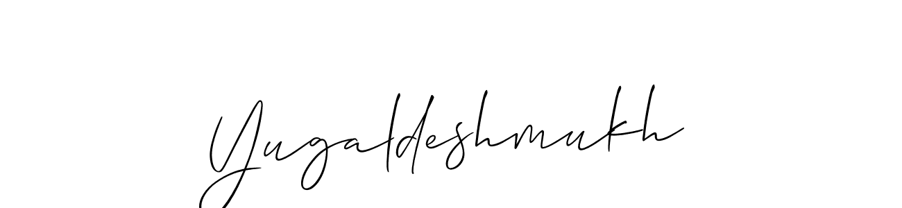 How to make Yugaldeshmukh signature? Allison_Script is a professional autograph style. Create handwritten signature for Yugaldeshmukh name. Yugaldeshmukh signature style 2 images and pictures png