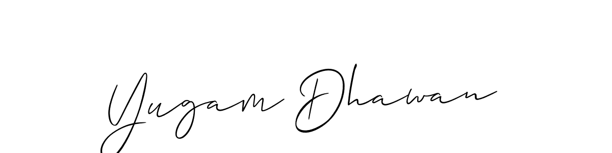 Use a signature maker to create a handwritten signature online. With this signature software, you can design (Allison_Script) your own signature for name Yugam Dhawan. Yugam Dhawan signature style 2 images and pictures png