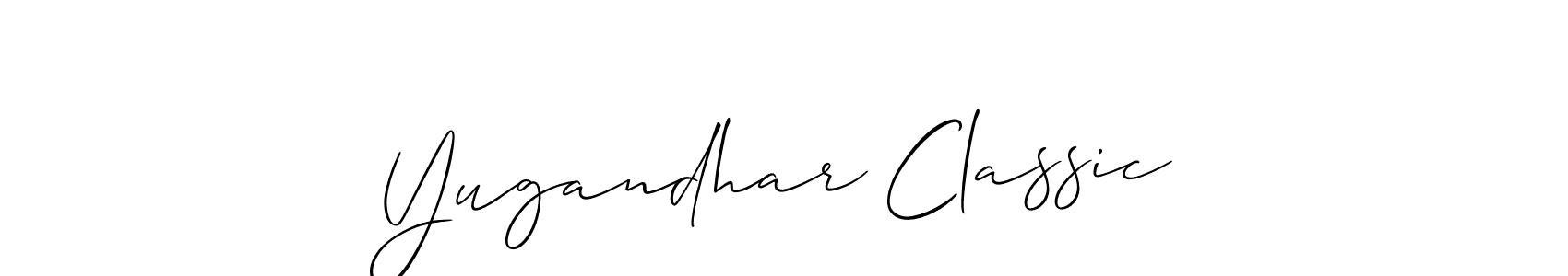 How to make Yugandhar Classic name signature. Use Allison_Script style for creating short signs online. This is the latest handwritten sign. Yugandhar Classic signature style 2 images and pictures png