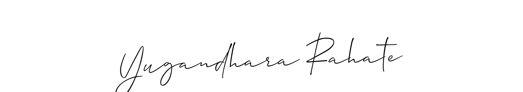 The best way (Allison_Script) to make a short signature is to pick only two or three words in your name. The name Yugandhara Rahate include a total of six letters. For converting this name. Yugandhara Rahate signature style 2 images and pictures png