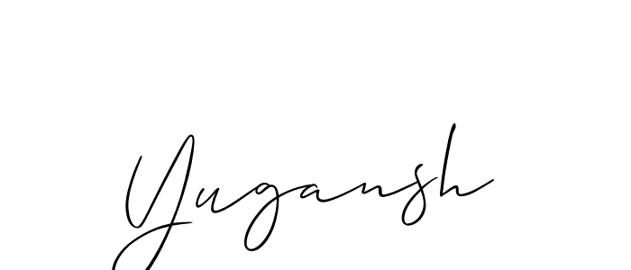 Use a signature maker to create a handwritten signature online. With this signature software, you can design (Allison_Script) your own signature for name Yugansh. Yugansh signature style 2 images and pictures png