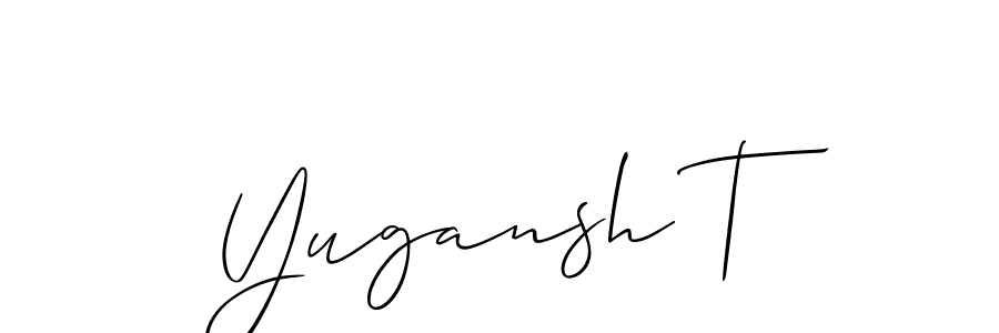 if you are searching for the best signature style for your name Yugansh T. so please give up your signature search. here we have designed multiple signature styles  using Allison_Script. Yugansh T signature style 2 images and pictures png