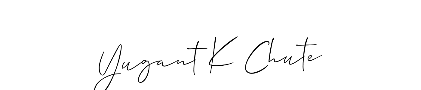 Make a short Yugant K Chute signature style. Manage your documents anywhere anytime using Allison_Script. Create and add eSignatures, submit forms, share and send files easily. Yugant K Chute signature style 2 images and pictures png